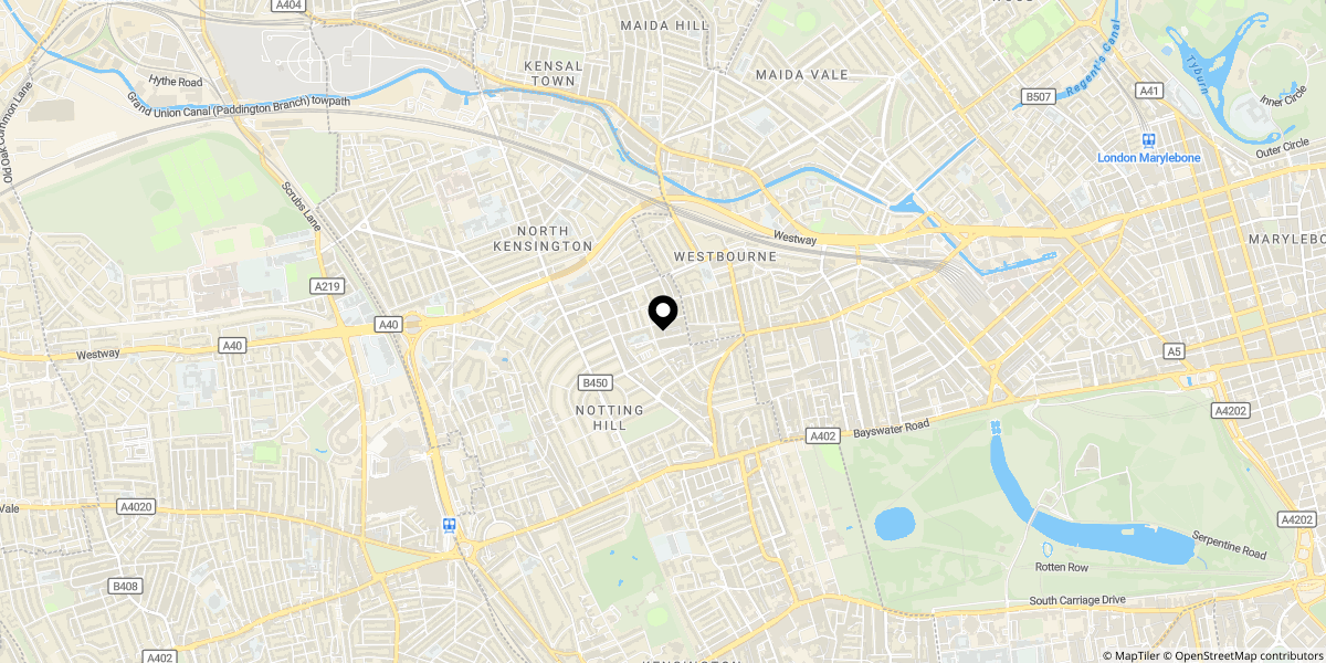 Approximate location of Vernon Yard, London, W11 2DX