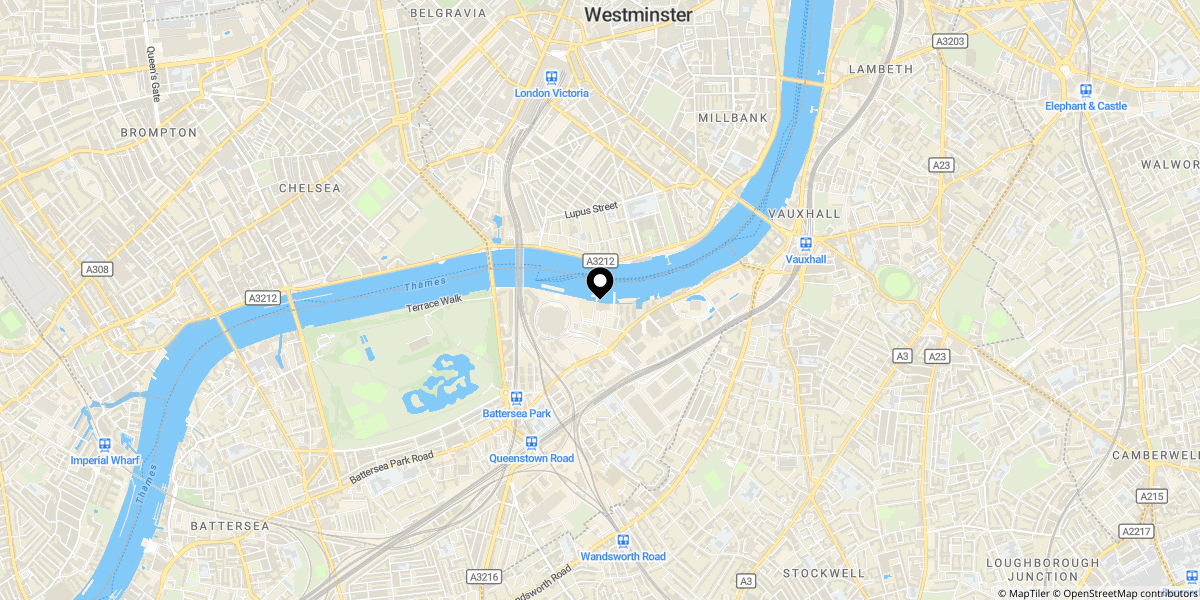 Approximate location of Riverlight Quay, London, SW11 8BE
